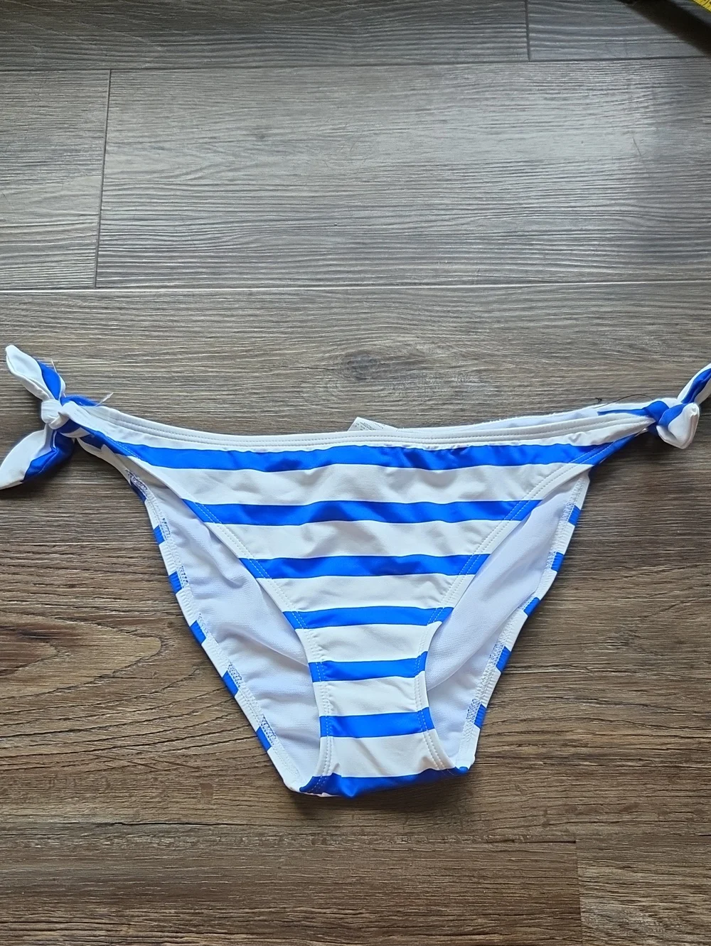 Nwot Lauren Ralph Lauren Blue & White Striped Tie-Side Bikini Bottom Size 6